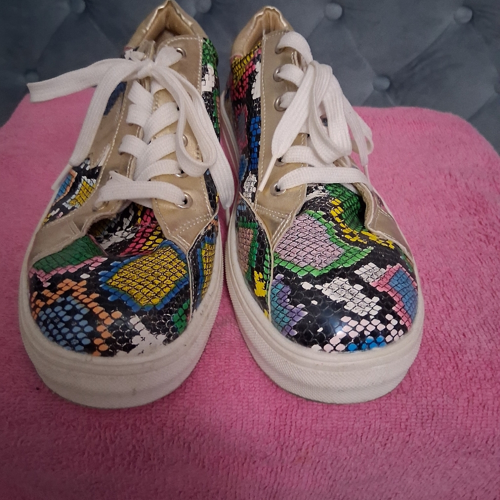 Snake Print Multi-Color Sneakers